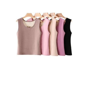 Ziemas 2025 sieviešu termālais tops, flīss apkaklēts un biezināts, poliester >95% pamatmateriāls, apaļš kakls, garums 50-65 cm