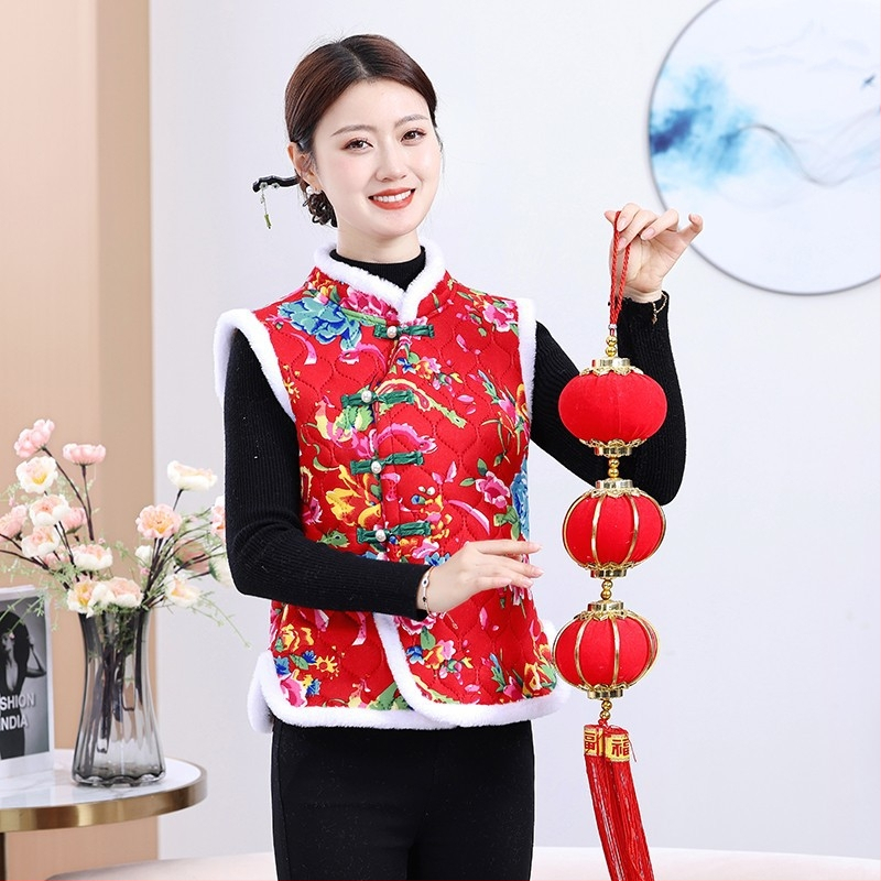 Kokvilnas veste ar ziedu rakstu, pilsētas ikdienas stils, japāņu un korejiešu brīvā stila iedvesma, garums 50–65 cm