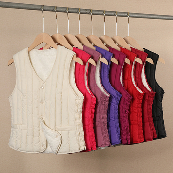 Дамска есенно-зимна жилетка с пух-памук, къс талия, без яка, триизмерно стеснена кройка, найлонова външна материя, пълнител полиестер