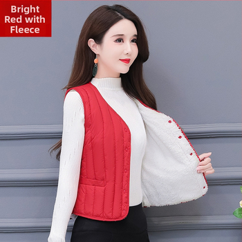 Дамска есенно-зимна жилетка с пух-памук, къс талия, без яка, триизмерно стеснена кройка, найлонова външна материя, пълнител полиестер