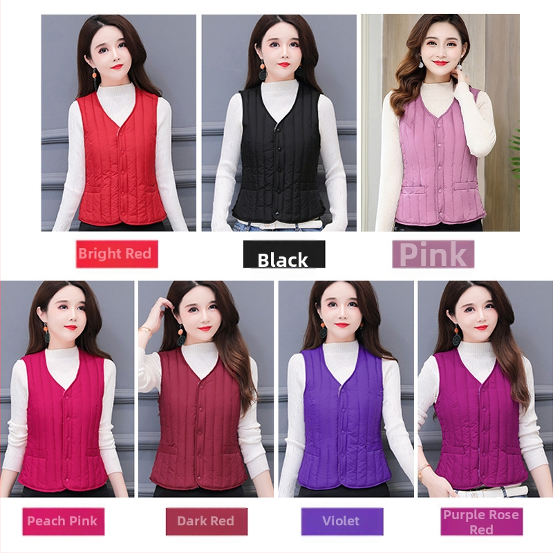 Дамска есенно-зимна жилетка с пух-памук, къс талия, без яка, триизмерно стеснена кройка, найлонова външна материя, пълнител полиестер