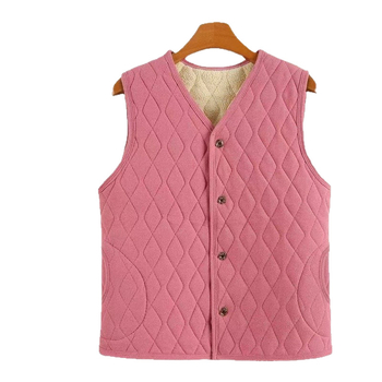 Sieviešu rudens–ziemas Derong samta veste ar flīsa oderi, silta un bieza, V kakls, svītrainais vai rūtains raksts, vidējais garums 50–65 cm