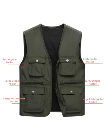 Работен жилет, 100% памук, свободен силует, летен, патч джобове