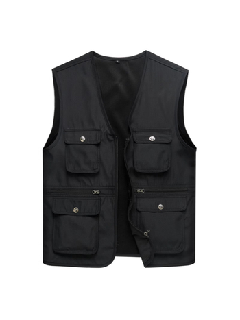 Работен жилет, 100% памук, свободен силует, летен, патч джобове