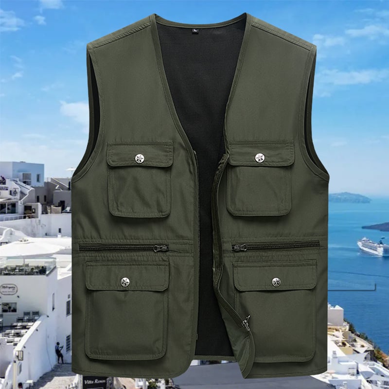 Работен жилет, 100% памук, свободен силует, летен, патч джобове