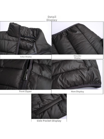 Мъжка памучна жилетка с качулка и яка стойка, свободна кройка, средна дебелина, за ежедневна употреба