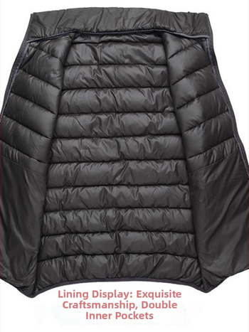 Мъжка памучна жилетка с качулка и яка стойка, свободна кройка, средна дебелина, за ежедневна употреба