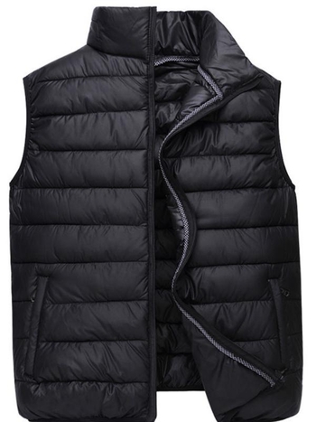 Мъжка памучна жилетка с качулка и яка стойка, свободна кройка, средна дебелина, за ежедневна употреба