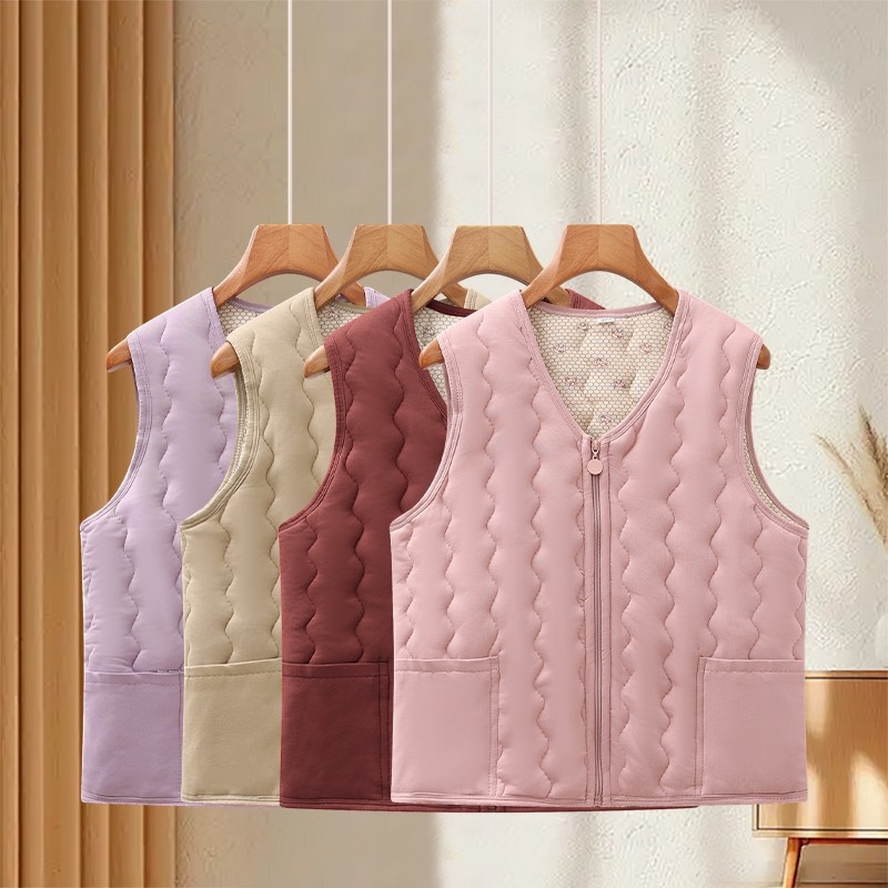 Veste ar pūka un kokvilnas pildījumu rudens–ziemas sezonai, sievietēm, bez piedurknēm, silts ārējais apģērbs, garums 50–65 cm