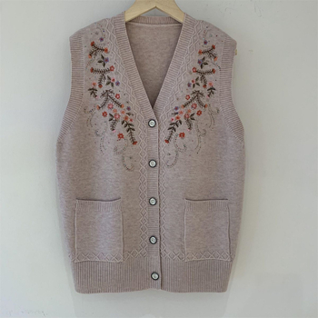 Кардиган жилетка с двойно закопчаване, поло яка, Chenille плат, съдържание на Spandex под 30%, пролет 2024