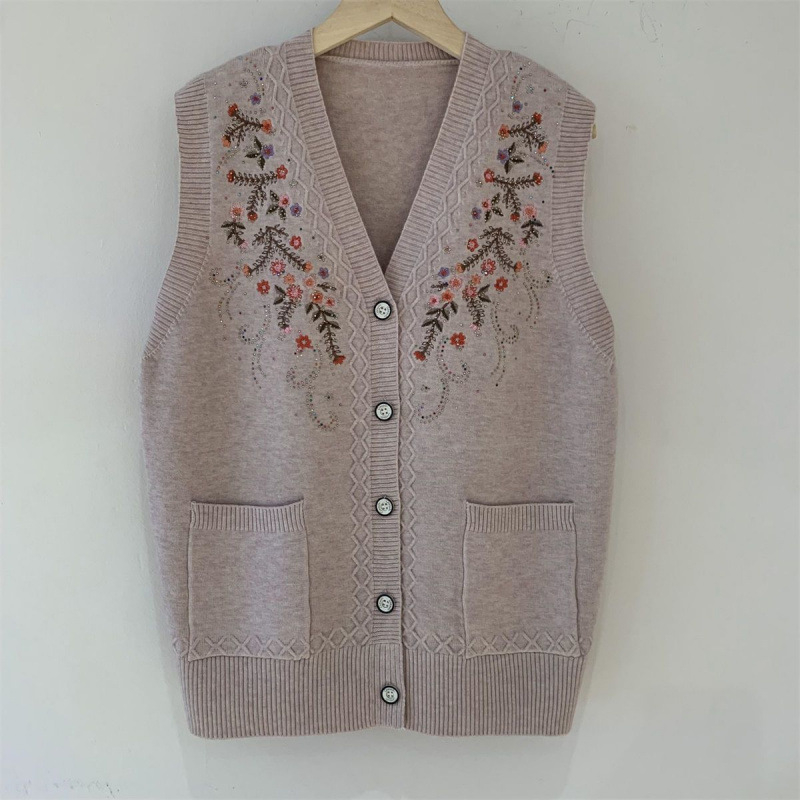 Кардиган жилетка с двойно закопчаване, поло яка, Chenille плат, съдържание на Spandex под 30%, пролет 2024