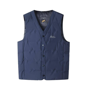 Vesta bărbați cu puf, Slim Fit, nasturi pe o singură randă, fără glugă, material principal: 30% fibre de acetat (amestec de fibre chimice)