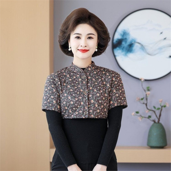 Moteriški trumpom rankovėm naktinė palaidinė, minimalistinis japonų/korejiečių stilius, audinys medvilnės-poliesteris, ilgis 40–50 cm, ruduo 2025