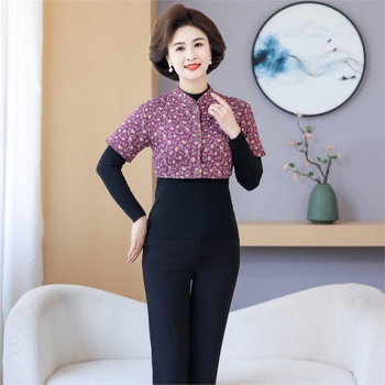 Moteriški trumpom rankovėm naktinė palaidinė, minimalistinis japonų/korejiečių stilius, audinys medvilnės-poliesteris, ilgis 40–50 cm, ruduo 2025