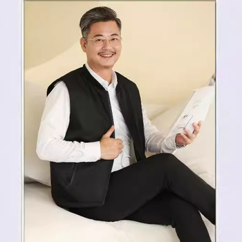 Мъжки зимен втален елек от полиестер, без качулка, V-образно деколте, цип, подплата ацетат