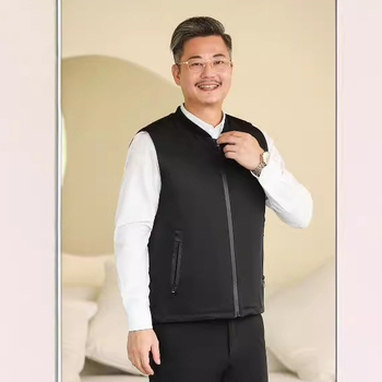 Мъжки зимен втален елек от полиестер, без качулка, V-образно деколте, цип, подплата ацетат