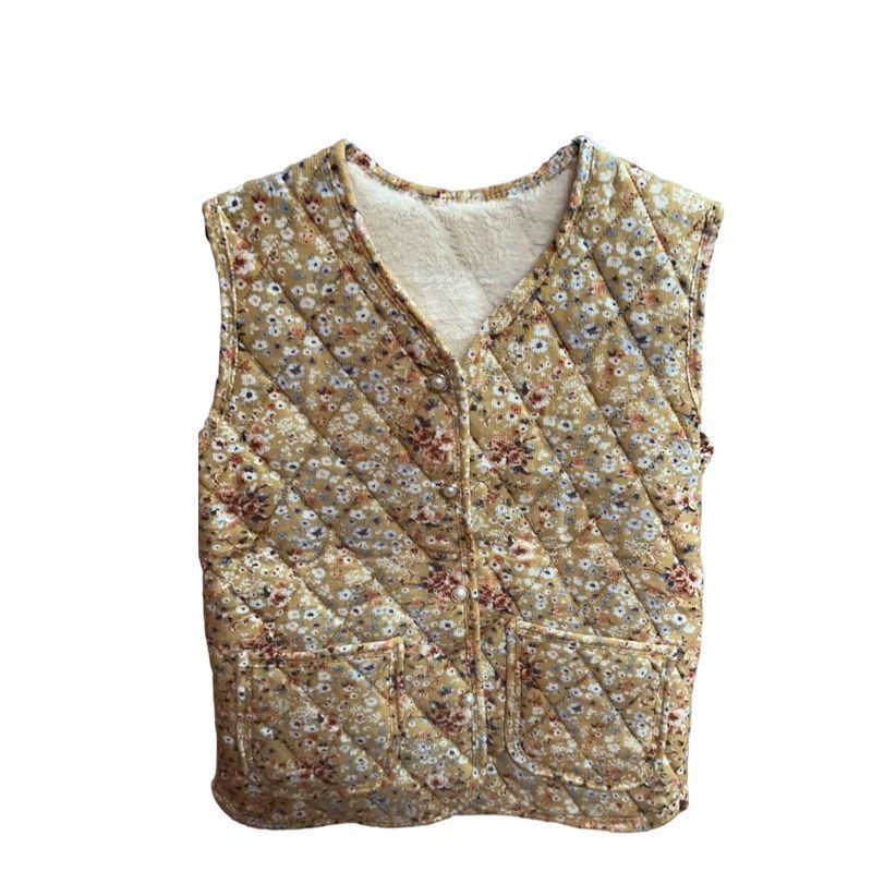 Vesta de iarnă pentru femei, țesătură Rayon, umplere din lână, guler în V, închidere cu un nasture, lungime 50–65 cm, Iarna 2025