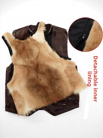 Muška kožna vesta s višestrukim džepovima, zimski casual stil