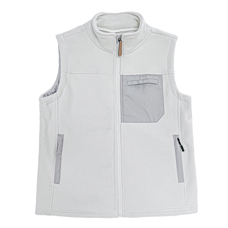 Vesta din fleece cu guler înalt, model color block, fermoar, toamnă-iarnă 2024