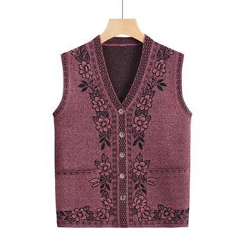 Adīta veste vecāka gadagājuma sievietēm, pavasaris 2024, poliestera audums, poliestera saturs 30–50%.