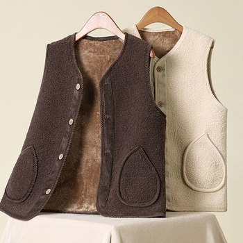 Стандартен дамски жилет с поло яка, чeнилен плат и спандекс под 30%, пролет 2025