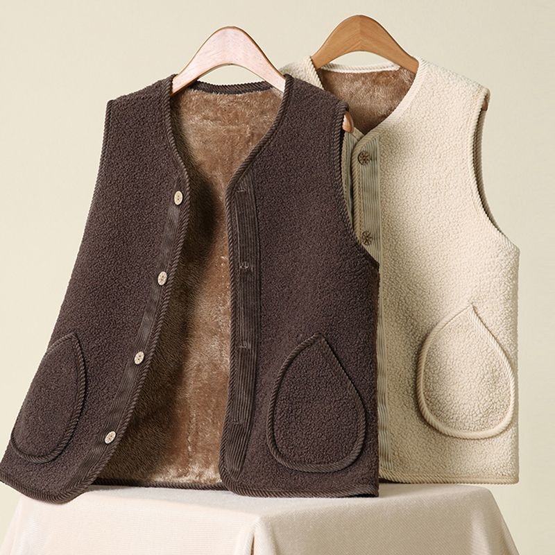 Стандартен дамски жилет с поло яка, чeнилен плат и спандекс под 30%, пролет 2025