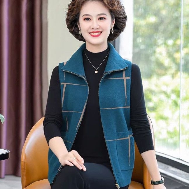 Vesta cu guler polo, țesătură Chenille, amestec cu spandex (Primăvara 2025, pentru femei adulte)