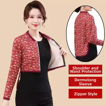 Дамски есенен жилет със стил кардиган и рамен нагревател, полиестер 70-80%, кръгла яка, стандартен крой