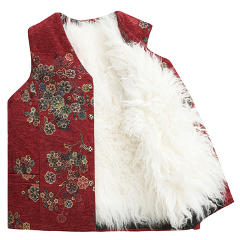 Женски ленен жилет с V-образно деколте, флорален принт, пълнеж от полиестер и памук, стандартна дължина