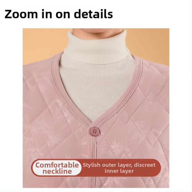 Veste ar flīsa iekšdieni, reljēfiska tekstūra, retro ziedu raksts, kokvilnas-poliestera audums ar 80–90% poliestera un vilnas saturs līdz 30%