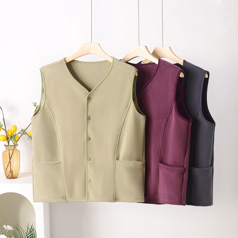 Vesta bărbătească din fleece îngroșat, fără glugă, croială lejeră, poliester cu căptușeală fleece, buzunare frontale patch, iarnă 2024