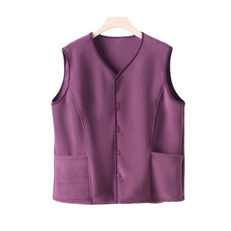 Vesta bărbătească din fleece îngroșat, fără glugă, croială lejeră, poliester cu căptușeală fleece, buzunare frontale patch, iarnă 2024