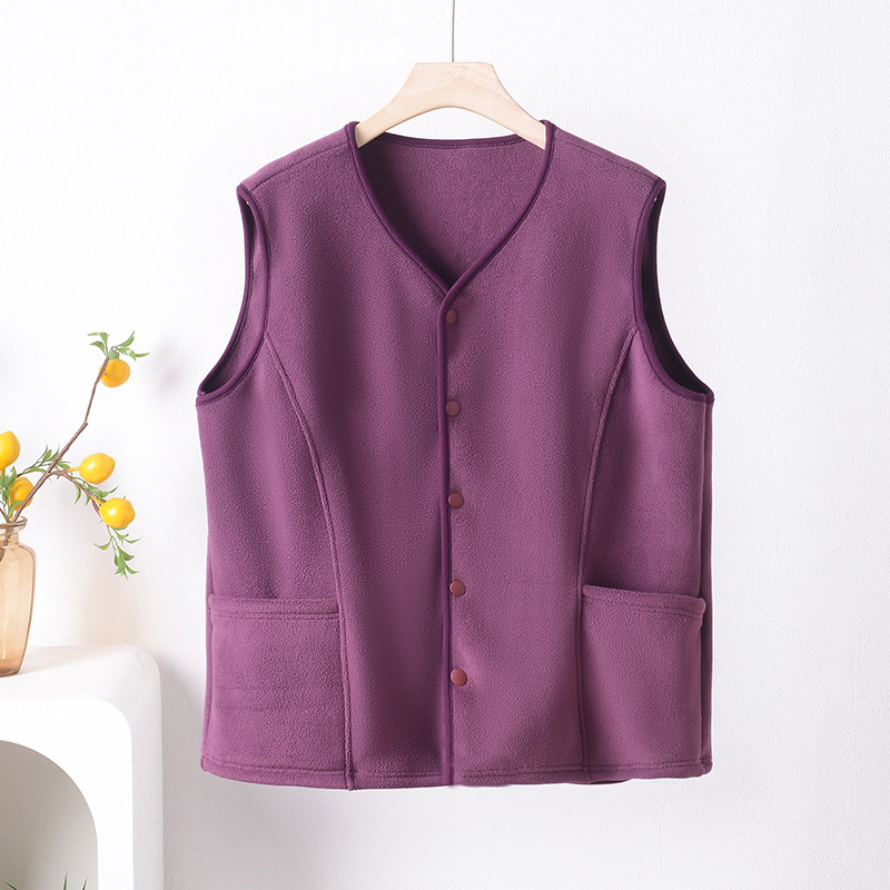 Vesta bărbătească din fleece îngroșat, fără glugă, croială lejeră, poliester cu căptușeală fleece, buzunare frontale patch, iarnă 2024