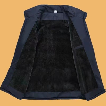 Vesta din bumbac pentru bărbați cu căptușeală de fleece — grosime catifelată, umplutură din bumbac, exterior și căptușeală din bumbac, croială liberă, fără glugă