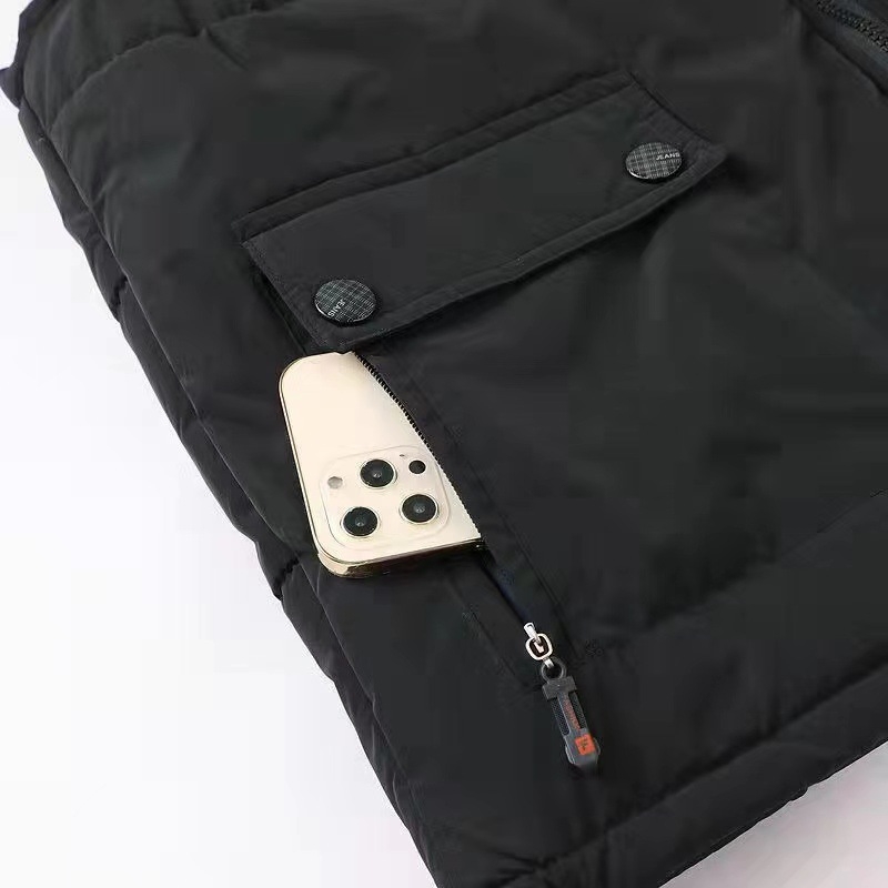 Vesta din bumbac pentru bărbați cu căptușeală de fleece — grosime catifelată, umplutură din bumbac, exterior și căptușeală din bumbac, croială liberă, fără glugă