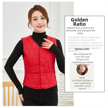 Дамски памучен елек за топло облекло, без яка, ромбов модел, пълнеж от памук, есен 2023