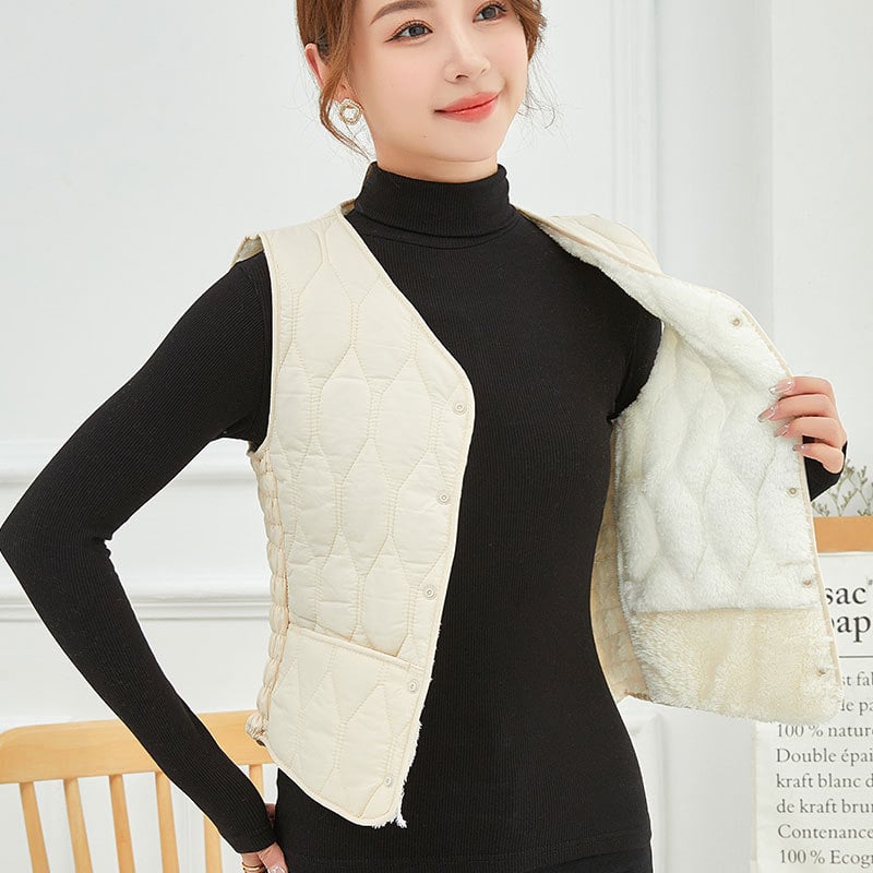 Дамски памучен елек за топло облекло, без яка, ромбов модел, пълнеж от памук, есен 2023