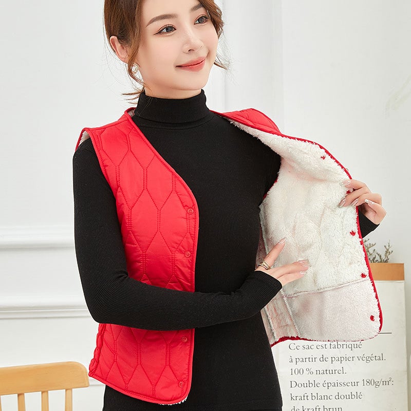 Дамски памучен елек за топло облекло, без яка, ромбов модел, пълнеж от памук, есен 2023
