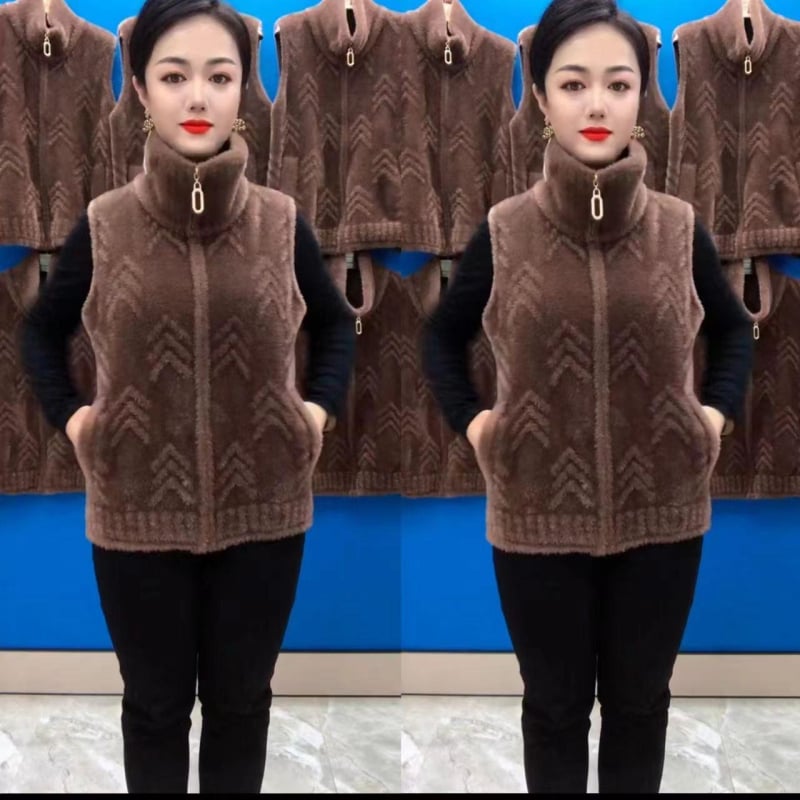 Vestă chenille cu guler polo, Spandex sub 30%, Primăvara 2025, stil Royal sister