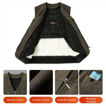 Мъжки качулков quilted жилет, Slim fit, V-образно деколте, цип отпред, райета деним, основна тъкан: зайчи косъм, лен подплата