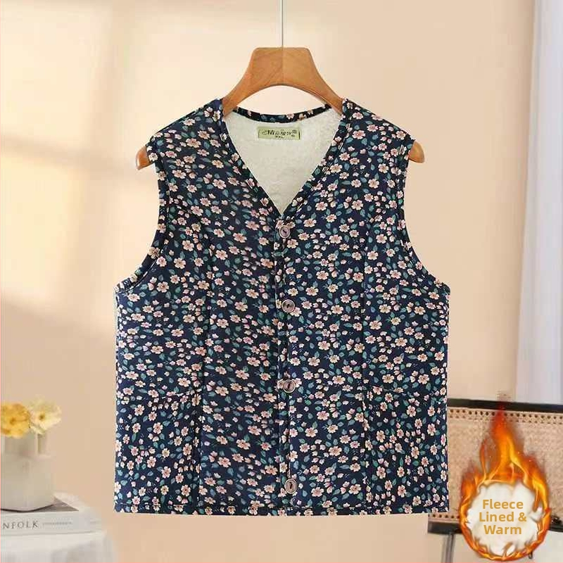 Sieviešu poliestera vestes ar ziedu rakstu, vidēja garuma 50-65 cm, elegants ikdienas stila, poliestera saturs 80-90%