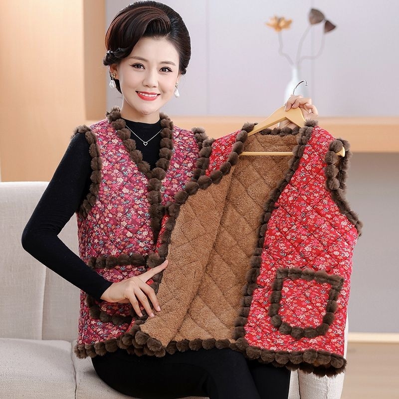 Γυναικείο γιλέκο με V-λαιμό, γεωμετρικό μοτίβ, ύφασμα πολυεστέρα, γέμισμα πολυ-βαμβάκι