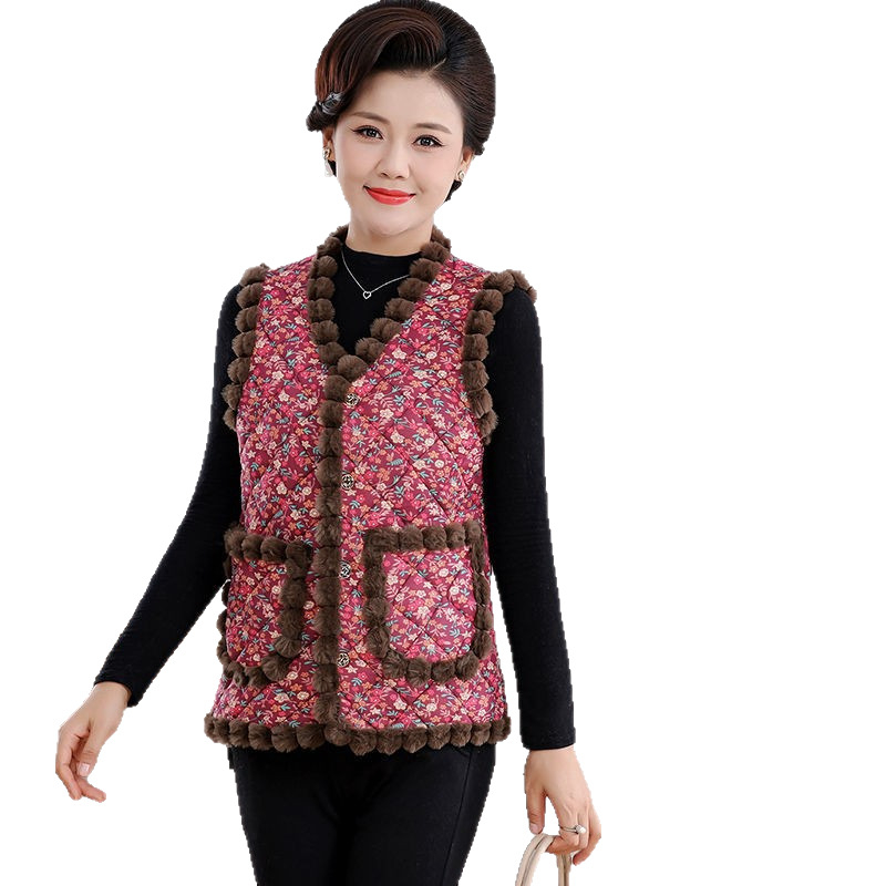 Γυναικείο γιλέκο με V-λαιμό, γεωμετρικό μοτίβ, ύφασμα πολυεστέρα, γέμισμα πολυ-βαμβάκι