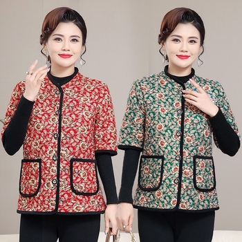 Кардиган с минималистичен стил, флорален принт, кръгло деколте, вискозна тъкан (70-80%), есен 2025