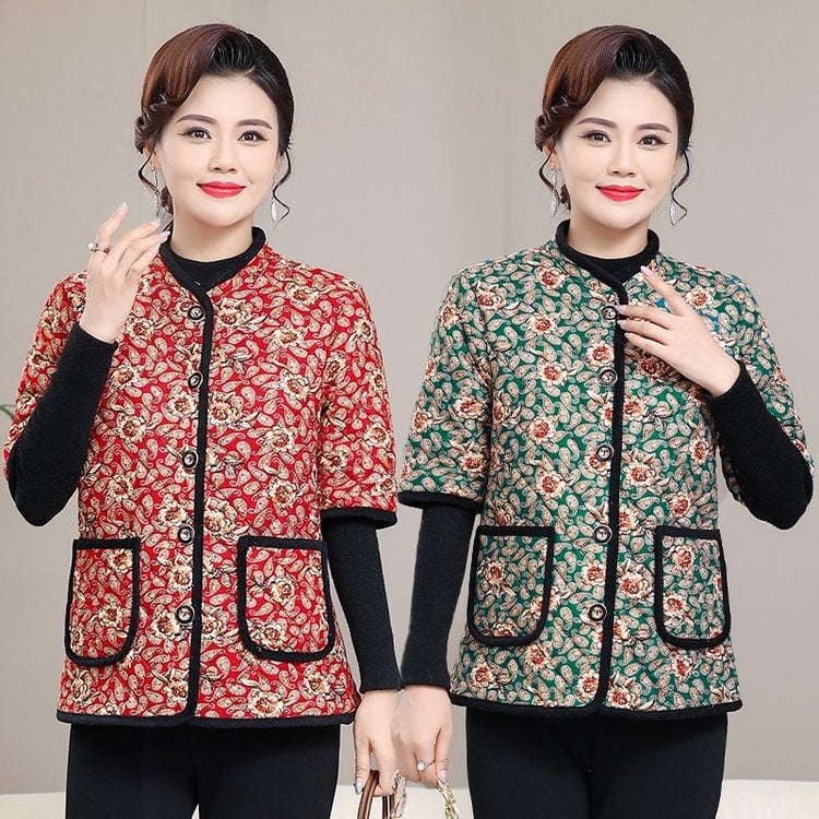 Кардиган с минималистичен стил, флорален принт, кръгло деколте, вискозна тъкан (70-80%), есен 2025