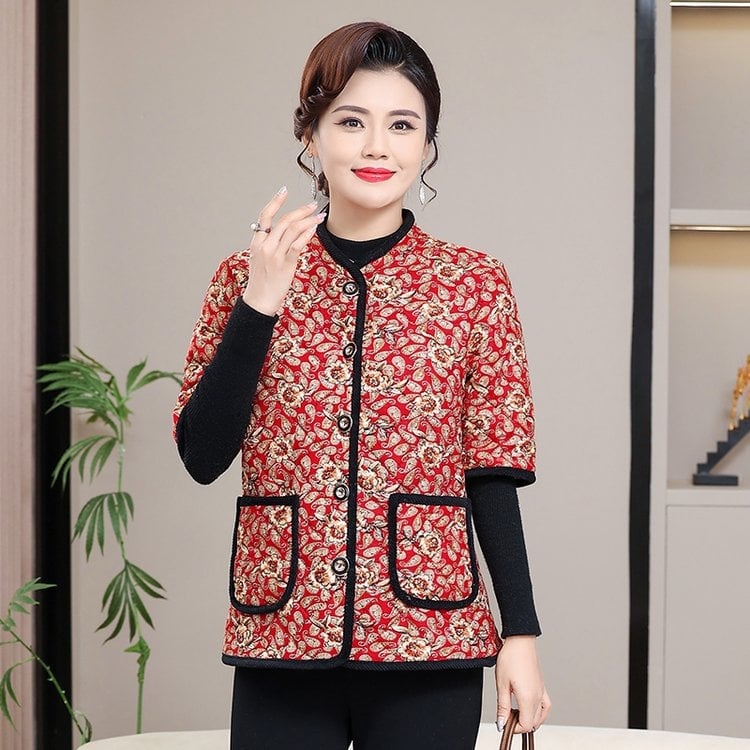 Кардиган с минималистичен стил, флорален принт, кръгло деколте, вискозна тъкан (70-80%), есен 2025