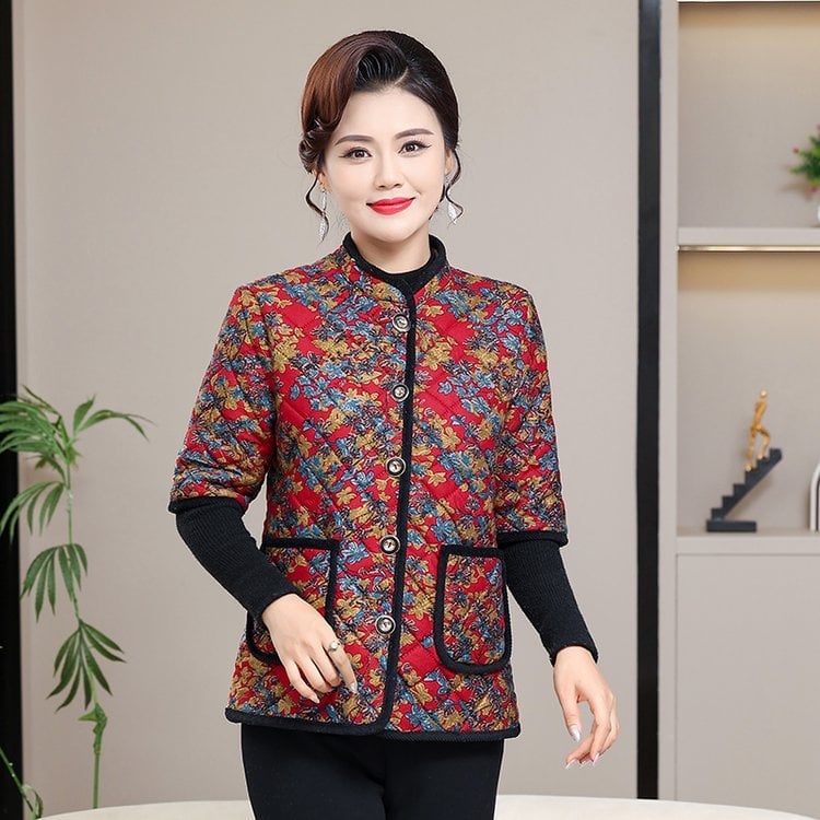 Кардиган с минималистичен стил, флорален принт, кръгло деколте, вискозна тъкан (70-80%), есен 2025