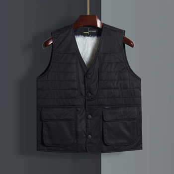 Флисово подплатен безръкав жилет за зима; външна материя: памучно-смесена (90% полиестер); подплата: полиестер; едноредово закопчаване, без яка; печатен дизайн