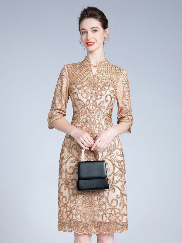 Hálószövésű estélyi ruha, karcsú fazon, Poliészter 95%+, Spandex <30%, őszi 2023