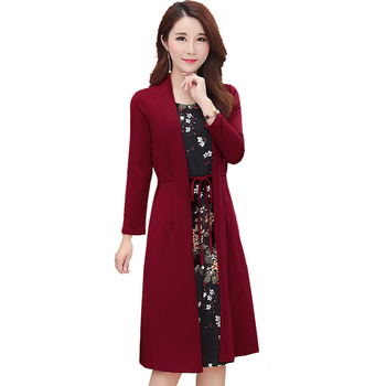 Midi haljina s printom od poliestera, lažni dvodijelni komplet, A-kroj, srednji struk